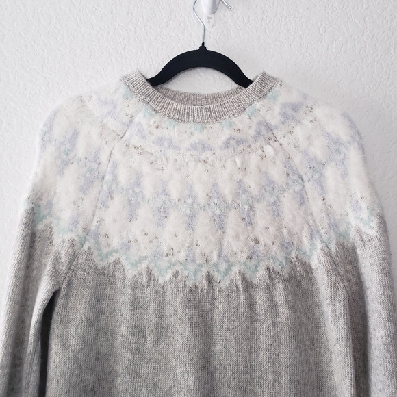 Ann Taylor Fair Isle Grey Sweater Dress Medium - Picture 4 of 11